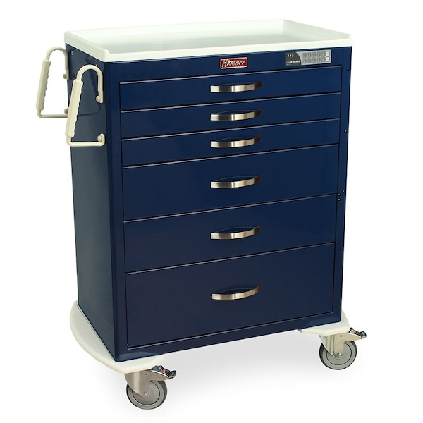 Harloff Tall Medical Treatment Cart, Standard Width, Six Drawers, Electronic Keypad Lock MDS3030EKC06 - main